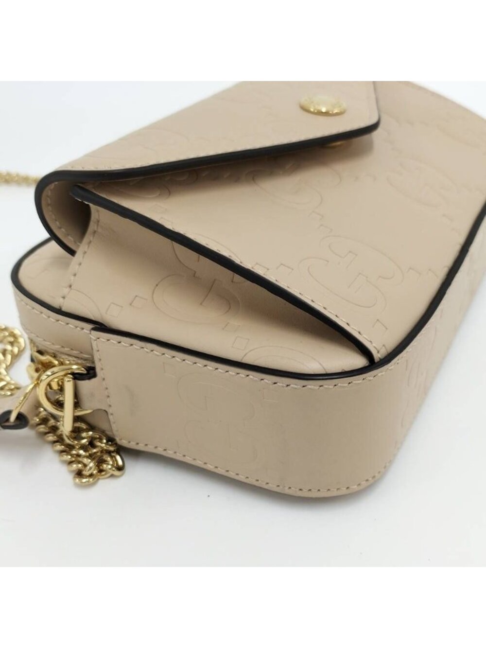 Gucci Chain Shoulder Bag Leather Beige - Picture 3 of 10
